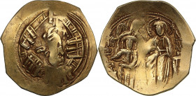 Byzantine AV Hyperpyron Nomisma - Michael VIII Palaiologos (1261-1282 AD)
4.26g. 25mm. AU/AU Mint luster. Gold. Constantinople. Half-length figure of...