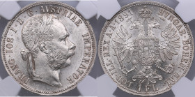 Austria Florin 1891 - NGC MS 62
Beautiful fully lustrous specimen. Only five specimens have been certified finer by NGC. KM 2222.