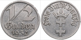 Danzig - Free City, Poland 1/2 gulden 1932
3.00g. VF/VF KM 153.