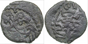 Golden Horde, Saray al-Jadida Æ Pulo AH741-AH758 - Jani Beg (1341-1357 AD)
1.27g. F/F Double-headed eagle / chasing Saray al-Jedid 10 6 Danik