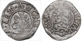 Reval, Sweden 1 öre 1622 - Gustav II Adolf (1611-1632)
1.25g. AU/VF+ Mint luster.