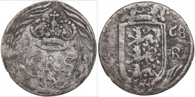 Reval, Sweden 2 öre 1668 - Karl XI (1660-1697)
1.39g. VF/VF Haljak 1352 R. Rare!