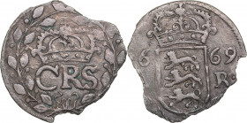 Reval, Sweden 2 öre 1669 - Karl XI (1660-1697)
1.03g. F/F Haljak 1353 2R. SB. 118. Very rare!