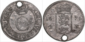 Reval, Sweden 4 öre 1671 - Karl XI (1660-1697)
2.91g. XF/VF+ The hole. Haljak 1340. Rare!