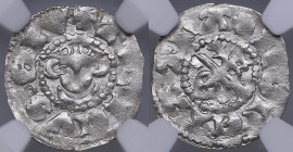 Dorpat artig - Dietrich III Damerov (1379-1400) - NGC MS 63
TOP POP. The highest graded piece at NGC. Only three examples awarded this grade by NGC. ...