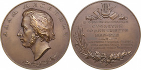 Russia - USSR medal 100 years since the death of A. Mitskevich, 1955
Shkurko, Salykov 115b. UNC Diameter 75mm. 205g. Tompac. Mintage 1100 pc. N.A. So...