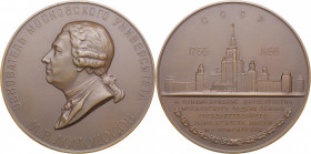 Russia - USSR medal 200 years of Lomonosov Moscow State University, 1955
Shkurko, Salykov 114. UNC Diameter 86mm. 323g. Tompac. Mintage 660 pc. N. A....