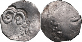Russia, Ryazan AR Denga - Feodor Olegovich (1402-1427)
1.04g. AU/AU Mint luster. Countermark tamga ("ram's head") on the dirhem of Khan Janibek (Golde...