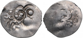 Russia, Ryazan AR Denga - Feodor Olegovich (1402-1427)
1.14g. AU/AU Mint luster. Countermark tamga ("ram's head") on the dirhem of Khan Janibek (Golde...