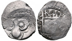 Russia, Ryazan AR Denga - Ivan Fedorovich (1427-1456)
0.98g. AU/UNC Mint luster. Countermark tamga on the Golden Horde dirham. / Quadrangular frame, o...