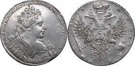 Russia Rouble 1731
25.13g. AU/AU With a brooch on his chest, the orb's cross is adorned. Iljin 3 roubles. Bitkin 40.