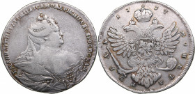 Russia Rouble 1737
25.35g. VF/VF+ Bitkin 199. 5 pearls in coiffure.