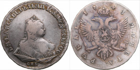 Russia Rouble 1743 СПБ
25.29g. VF/VF+ Traces of mint luster. Beautiful old toning. Similar to Bitkin 252.