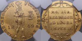 Russia, Netherlands Ducat 1829 - NGC AU 55
St. Petersburg mint. Reeded edge. Very attractive lustrous specimen. Bitkin 35.