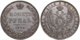 Russia Rouble 1846 СПБ-ПА
20.57g. XF/XF+ Traces of mint luster. Bitkin 208.