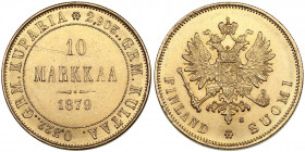 Russia, Finland 10 markkaa 1879 S
3.23g. XF+/AU Mint luster. Bitkin 615.