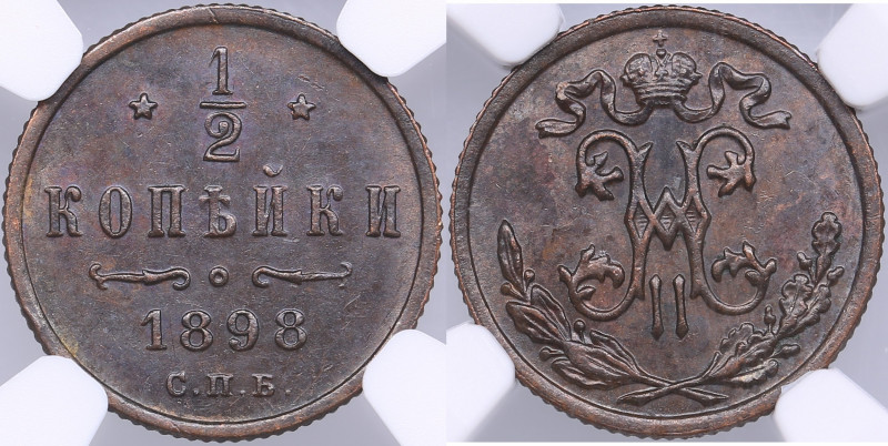 Russia 1/2 kopecks 1898 СПБ - NGC MS 63 BN
Mint luster. Birmingham mint. Bitkin ...