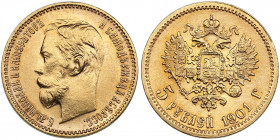Russia 5 roubles 1901 ФЗ
4.31g. UNC/UNC Mint luster. Bitkin 27.