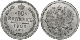 Russia 10 kopecks 1905 СПБ-АР
1.90g. UNC/UNC Mint luster. Bitkin 157.