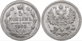 Russia 5 kopecks 1905 СПБ-АР
0.99g. UNC/UNC Mint luster. Bitkin 182.