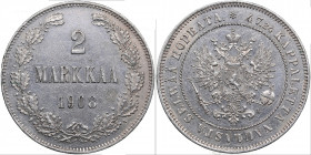 Russia, Finland 2 markkaa 1908 L
10.38g. XF/AU Bitkin 398.