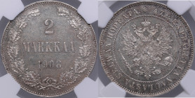 Russia, Finland 2 markkaa 1908 L - NGC MS 62
Mint luster. Bitkin 398.