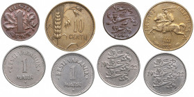 Estonia and Lithuania coins (4)
1 mark 1922 (2), 1 sent 1929, 10 centu 1925. XF-UNC