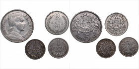 Lot of coins: Latvia (4)
5 lati 1932, 2 lati 1925, 1 lats 1924. Sold as is, no return.