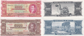 Bolivia 1000 & 5000 bolivanos 1945
UNC Pick 149, 150.