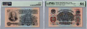 Russia - USSR 10 roubles 1947 (ND 1957) - PMG 64
Choice Uncirculated. Pick 226.