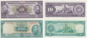 Venezuela 10 & 20 bolivares 1970
UNC Pick 45g, 46d.
