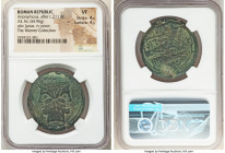 Anonymous. After 211 BC. AE as (33mm, 34.96 gm, 5h). NGC VF 4/5 - 4/5. Bearded head of Janus; I (mark of value) above / Prow of galley right; I (mark ...