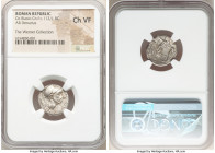 Cn. Blasio Cn. f. (ca. 112/1 BC). AR denarius (18mm, 6h). NGC Choice VF. Rome. CN•BLASIO•CN•F, helmeted head right (Scipio Africanus?), star (mark of ...