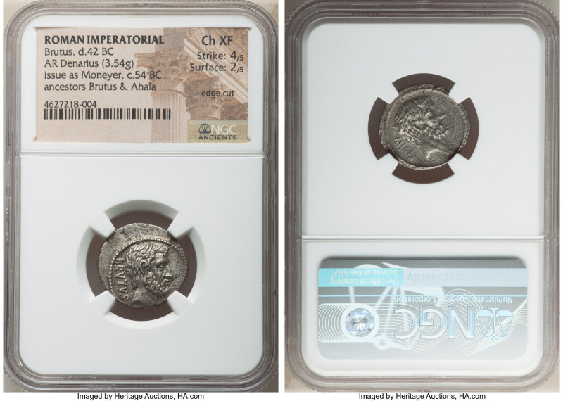 Q. Servilius Caepio (M. Junius) Brutus, as Moneyer (54 BC). AR denarius (19mm, 3...