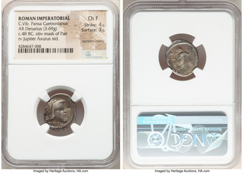 C. Vibius C.f. C.n. Pansa Caetronianus (ca. 48 BC). AR denarius (19mm, 3.69 gm, ...