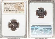 Cnaeus Pompey Junior (46-45 BC), with M. Poblicius, as Legate Pro Praetore. AR denarius (20mm, 3.64 gm, 5h). NGC XF 4/5 - 4/5. Uncertain mint in Spain...