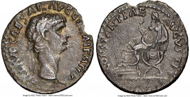 Claudius I (AD 41-54). AR denarius (18mm, 3.43 gm, 11h). NGC Choice XF 5/5 - 1/5, edge chips. Lugdunum, AD 41-42. TI CLAVD CAESAR•AVG GERM P M TR P, l...