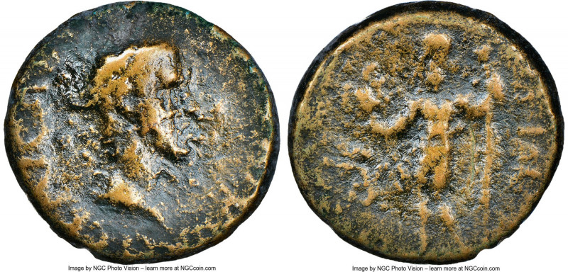 AEOLIS. Aegae. Britannicus (AD 41-55). AE (17mm, 12h). NGC VG. Chaleos, magistra...