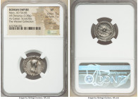 Nero, as Caesar (AD 54-68). AR denarius (19mm, 3.38 gm, 7h). NGC VF 5/5 - 1/5, test cuts. Rome, AD 51. NERONI CLAVDIO DRVSO GERM COS DESIGN, bare head...