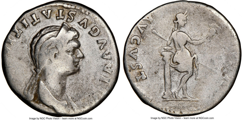 Julia Titi (ca. AD 79-90/1). AR denarius (18mm, 6h). NGC Fine. Rome, AD 80-81. I...