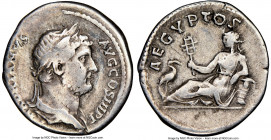 Hadrian (AD 117-138). AR denarius (18mm, 6h). NGC Choice Fine. Rome, AD 130-133. HADRINVS-AVG COS III P P, laureate, draped bust of Hadrian right, see...