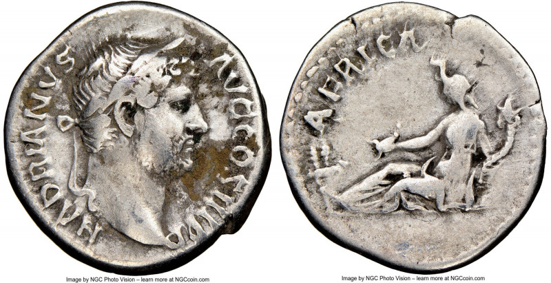 Hadrian (AD 117-138). AR denarius (18mm, 7h). NGC Choice Fine. Rome, AD 134-138....