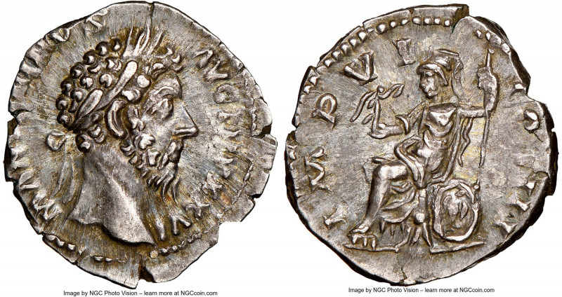 Marcus Aurelius, as Augustus (AD 161-180). AR denarius (19mm, 5h). NGC Choice XF...
