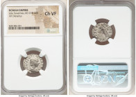 Julia Soaemias (AD 218-222). AR denarius (19mm, 5h). NGC Choice VF. Rome. IVLIA SOAEMIAS AVG, draped bust of Julia Soaemias right, seen from front / V...