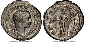 Severus Alexander (AD 222-235). AR denarius (19mm, 3.76 gm, 12h). NGC MS 5/5 - 5/5. Rome, AD 224. IMP C M AVR SEV ALEXAND AVG, laureate, draped and cu...