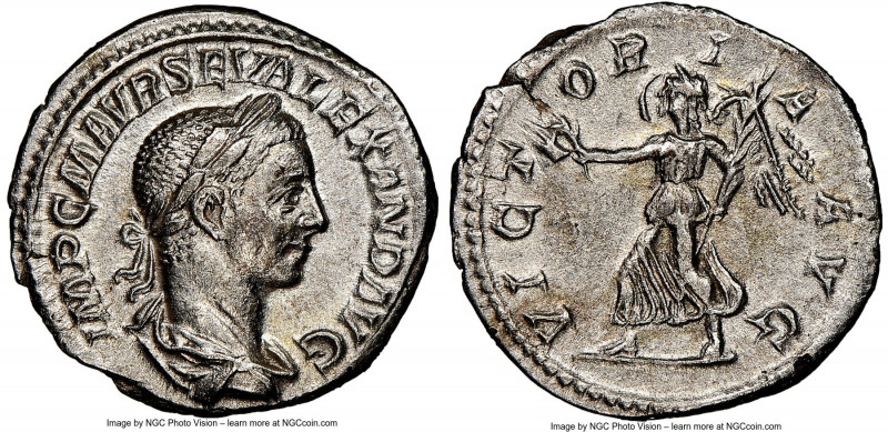 Severus Alexander (AD 222-235). AR denarius (19mm, 2.80 gm, 5h). NGC MS 5/5 - 2/...