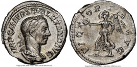 Severus Alexander (AD 222-235). AR denarius (19mm, 2.80 gm, 5h). NGC MS 5/5 - 2/5, scratches. Rome, AD 225. IMP C M AVR SEV ALEXAND AVG, laureate, dra...