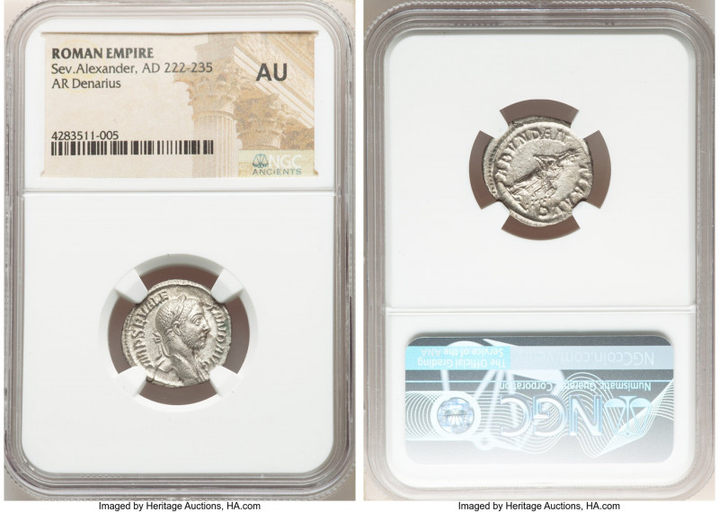 Severus Alexander (AD 222-235). AR denarius (19mm, 8h). NGC AU. Rome, AD 228-231...