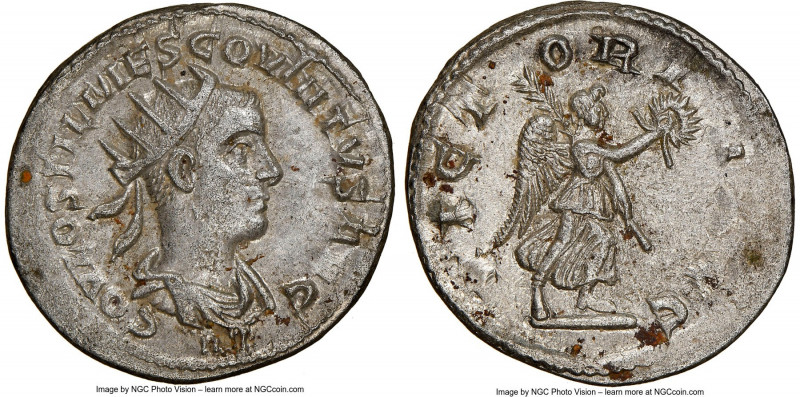 Hostilian, as Augustus (AD 251). AR antoninianus (22mm, 4.37 gm, 11h). NGC MS 4/...