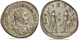 Valerian I (AD 253-260). BI antoninianus (21mm, 11h). NGC MS. Antioch. IMP C P LIC VALERIANVS P F AVG, radiate, draped bust of Valerian I right, seen ...
